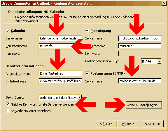 Screenshot Erweiterte Einstellungen