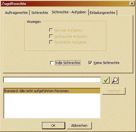 Screenshot Sichtrechte-Aufgabe