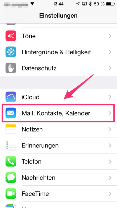 Systemeinstellungen » Mail, Kontakte, Kalender