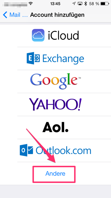   Systemeinstellungen » Mail, Kontakte, Kalender » Account hinzufügen » andere