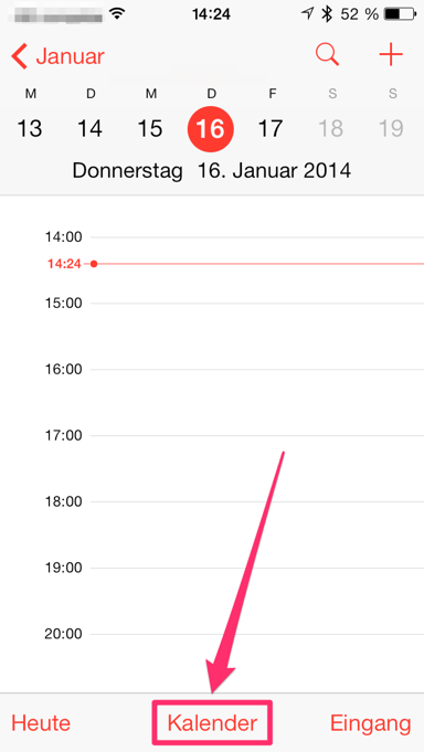 Kalender-App » anzuzeigende Kalender wählen