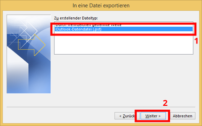 Daten in Outlook-Datei exportieren