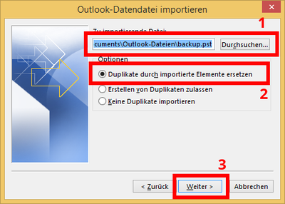 Speicherort der Datendatei angeben