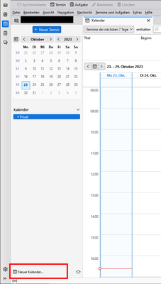 Neuen Kalender erstellen auswählen