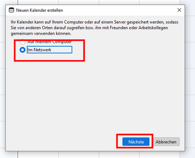 Kalender ist im Netzwerk