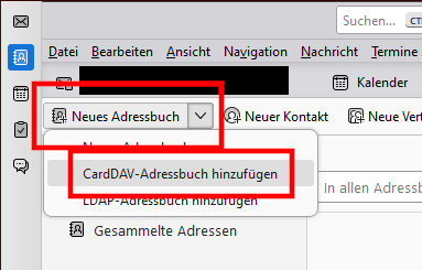 Neues Adressbuch als CalDAV-Adressbuch