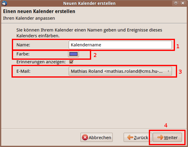 Thunderbird mit manueller Kalenderkonfiguration — Computer- und 