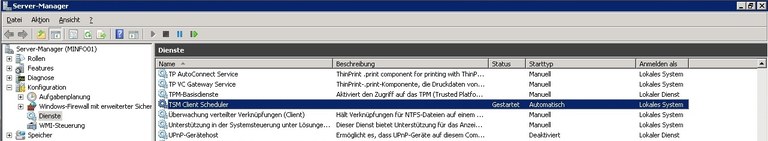 Windows Dienste - TSM Client Scheduler