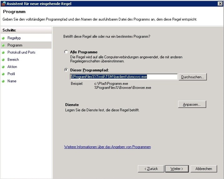 Windows Firewall - Programmpfad