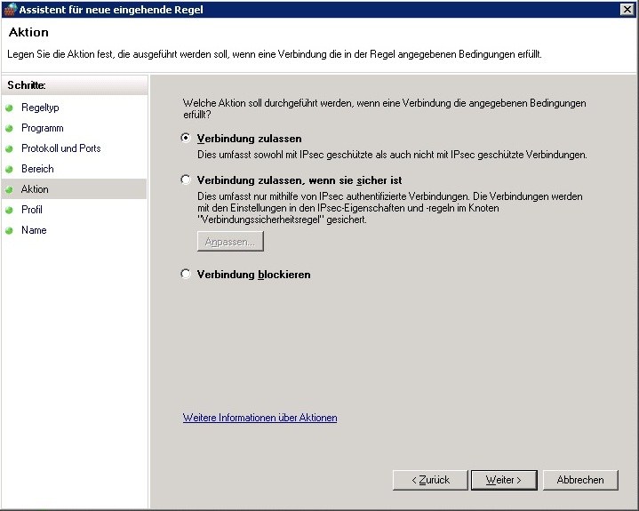 Windows Firewall - Aktion