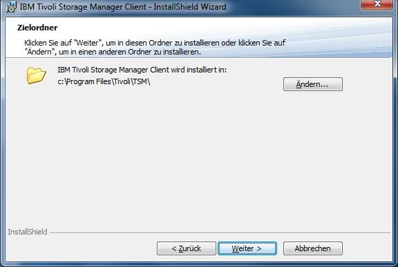 Windows TSM-Client Installation - Zielordner