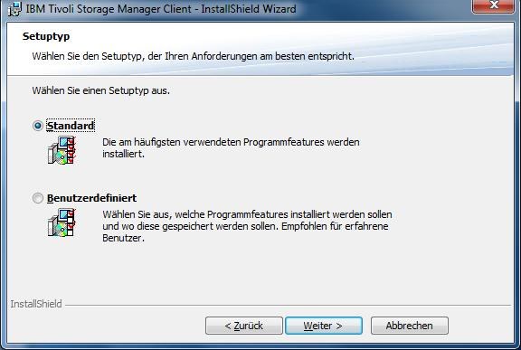 Windows TSM-Client Installation - Setuptyp Standard