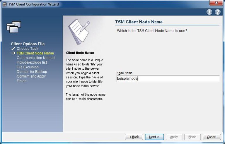 Windows TSM-Client Konfiguration - Nodename