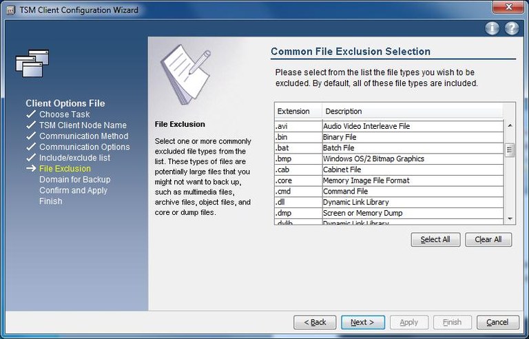 Windows TSM-Client Konfiguration - File Type Exclusion