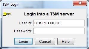 Windows TSM-Client Konfiguration - TSM Login - Password