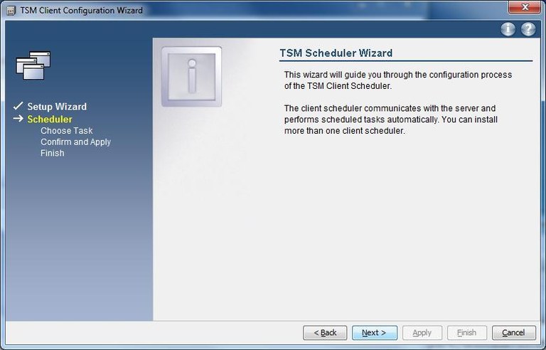 Windows TSM-Client Konfiguration - Scheduler Wizard