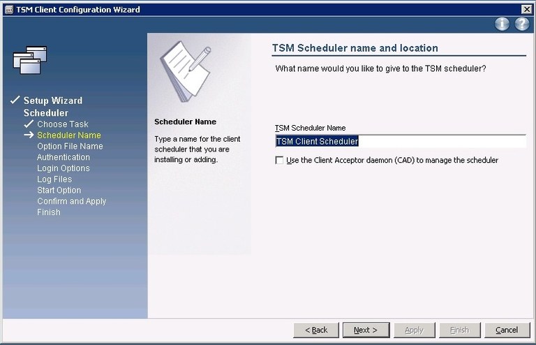 Windows TSM-Client Konfiguration - Scheduler Name