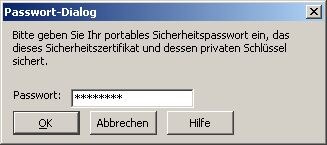 Dialog portables Sicherheitspasswort