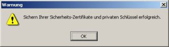 Dialog Zertifikatsexport erfolgreich