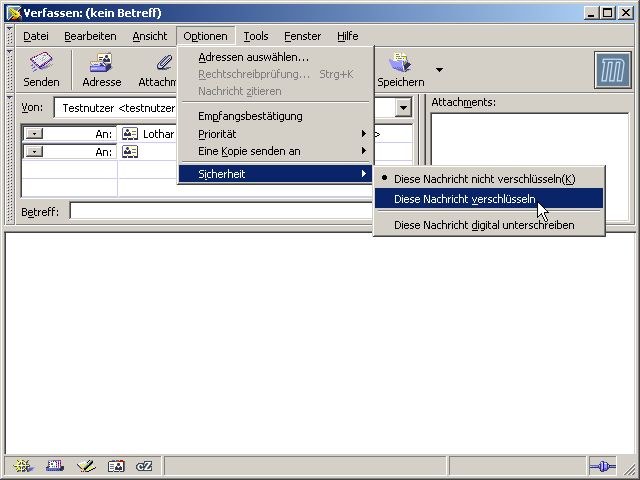 Menue Mail verschluesseln