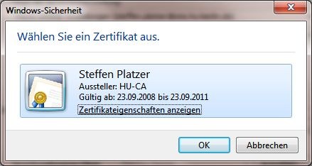 Zertifikat auswählen