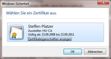Zertifikat auswählen